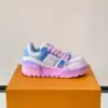 Louis Vuitton Men White and Blue Leather Sneakers product view 6