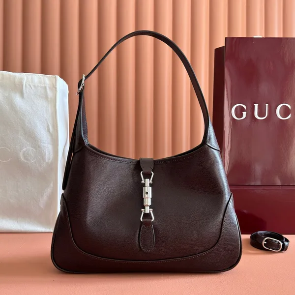 Gucci 26S Jackie Slim Shoulder Bag 28 In Dark Brown Calfskin product view 1