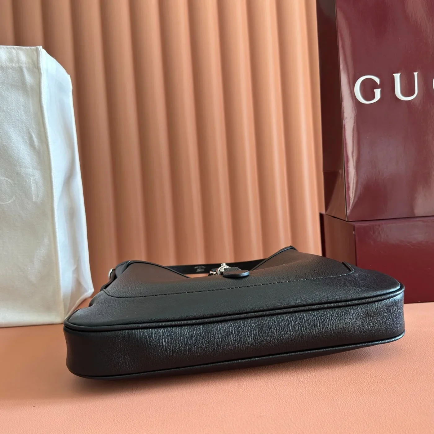 Gucci 26S Jackie Slim Shoulder Bag 28 In Black Calfskin product view 7