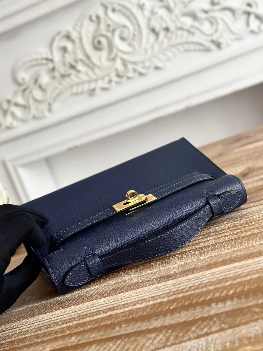 Hermès Kelly Mini Pochette 22 In Navy Blue Bag product view 6
