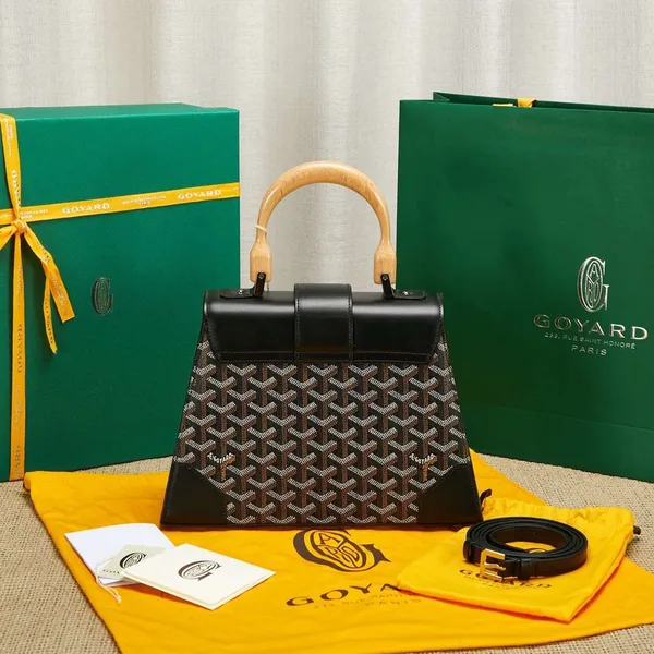 Goyard Saigon Black Handbag With Wooden Handle 28 cm product view 8