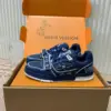 Louis Vuitton Women Navy Canvas Leather Sneakers product view 5