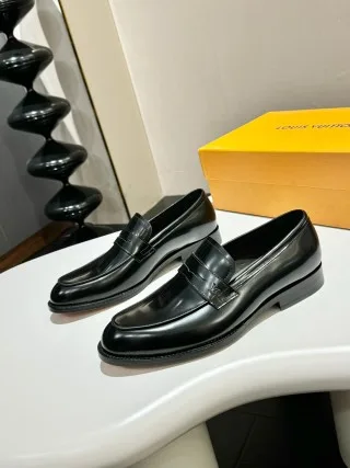 Prada black brushed leather penny loafers product view 1