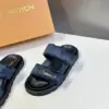 Louis Vuitton Women Blue Fabric Leather Sandals product view 4