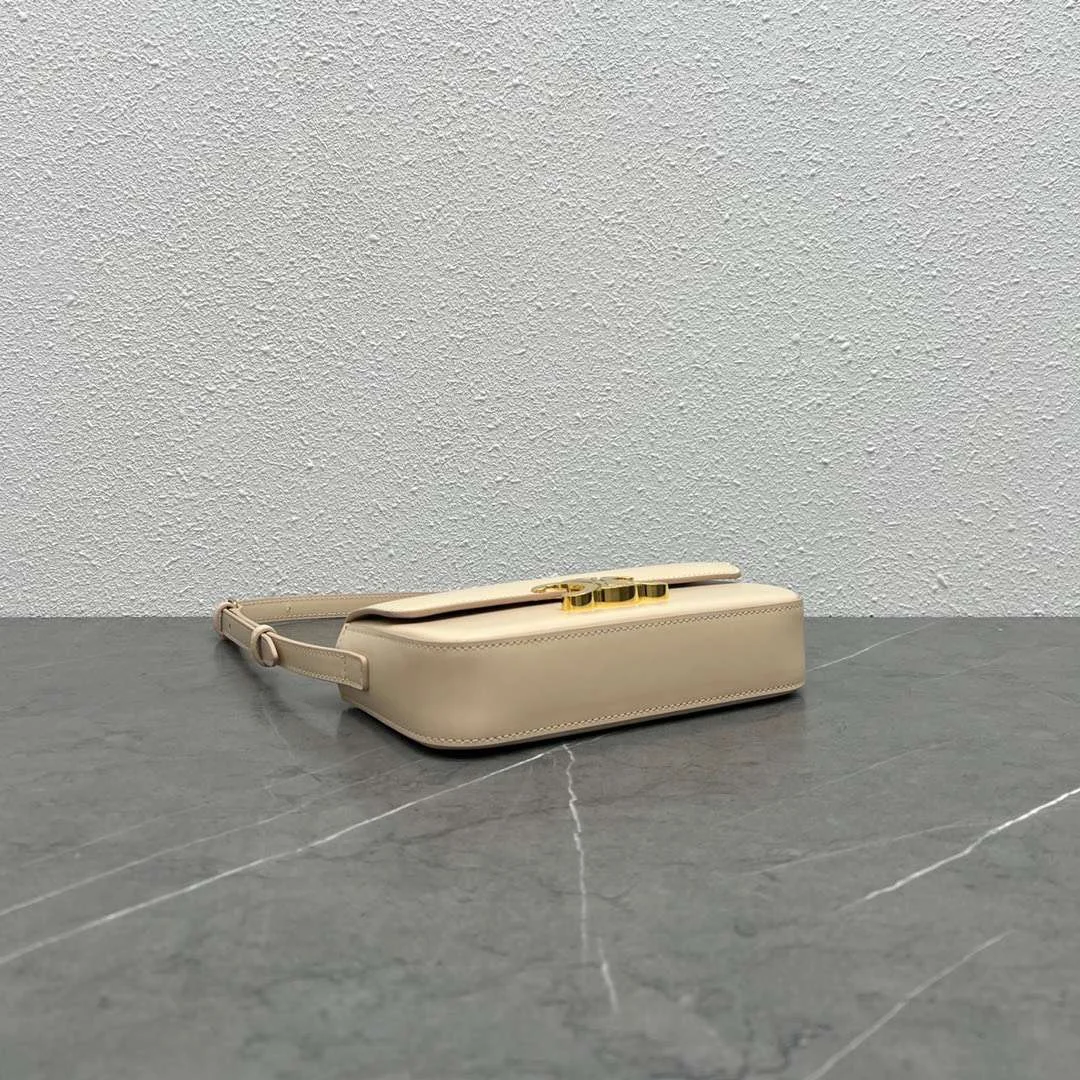 Celine Triomphe Handbag Milky White Smooth Leather 20x12cm product view 6