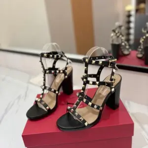 Valentino Rockstud block heel black product view 1