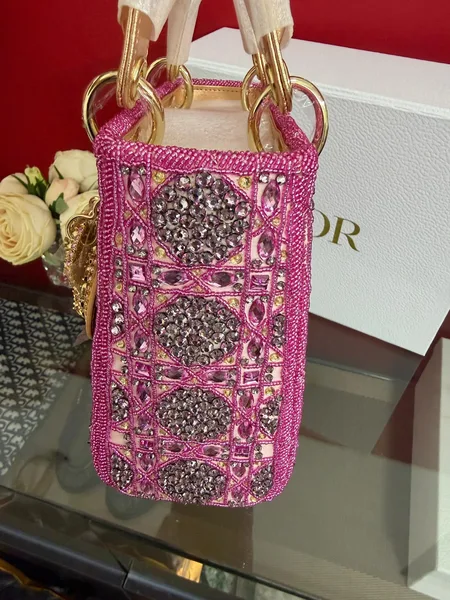 Dior Lady  Bag Metallic Calfskin  Satin with Rose Des Vent product view 8