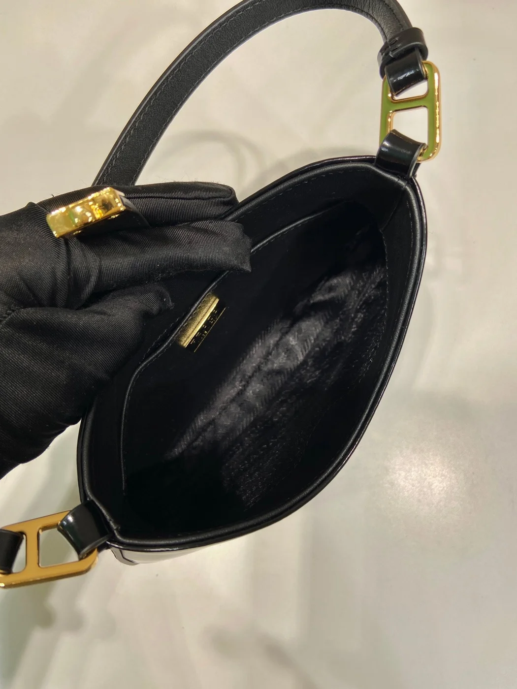 Prada Cleo Shoulder Bag 22 In Black Brushed Lambskin With Clasp Closure product view 5