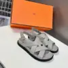 Hermès Women Light Gray Leather Sandals product view 3
