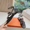 Hermès Women Dark Brown Leather Strappy Sandals product view 6