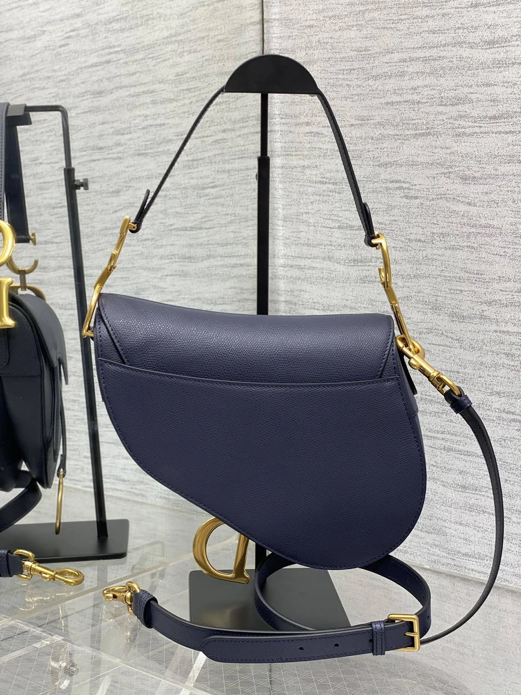 Dior Saddle Bag in Deep Ocean Blue Gold Hardware product view 3