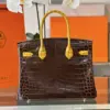 Hermès Birkin 30 Brown/Gold Crocodile Leather Gold Hardware – Custom Made Bag product view 7