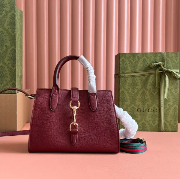Gucci Small Jackie Tote 24 In Burgundy Lambskin product view 1