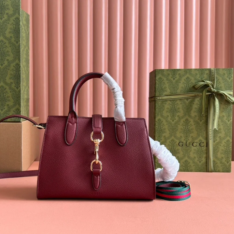Gucci Small Jackie Tote 24 In Burgundy Lambskin product view 1
