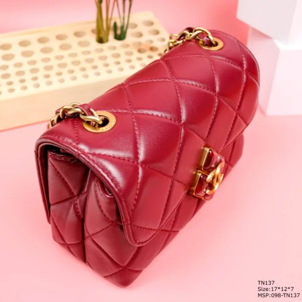 Chanel Woman’s Red High Best Handbag Lock With Stone 17x12x7cm product view 6