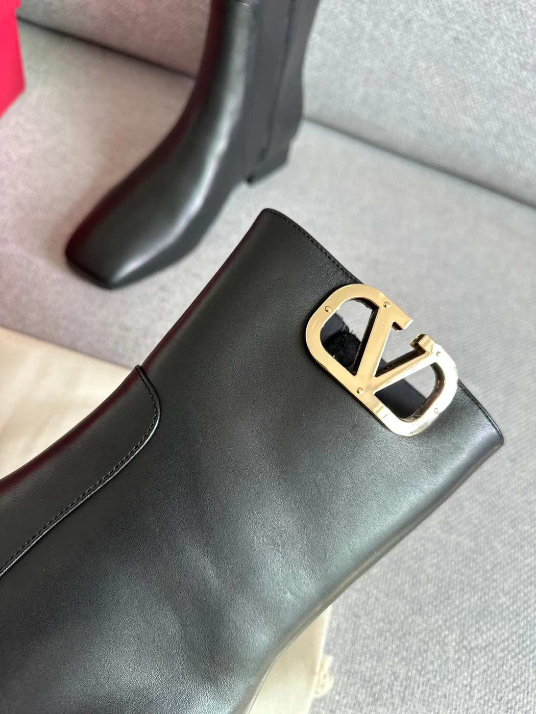 Valentino Women Black Leather Ankle Boots product view 2