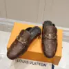 Louis Vuitton Women Brown Leather Mules product view 2