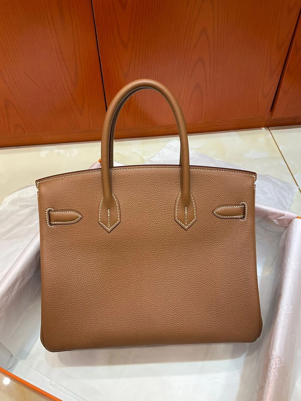 Hermès Brikin 30 Gold with Silver Hardware Bag product view 2