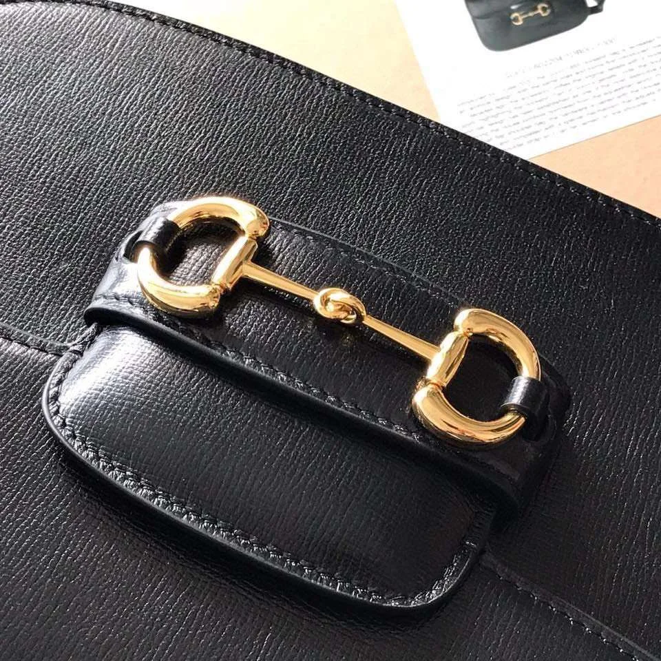 Gucci 1955 Horsebit Handbag Black Smooth Leather 25 cm product view 7