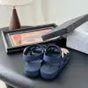 Chanel Women Navy Fabric And Rubber Sandals product view 3