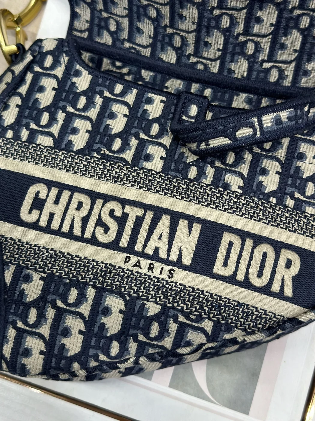 Dior Saddle Bag in Blue Dior Oblique Jacquard product view 4
