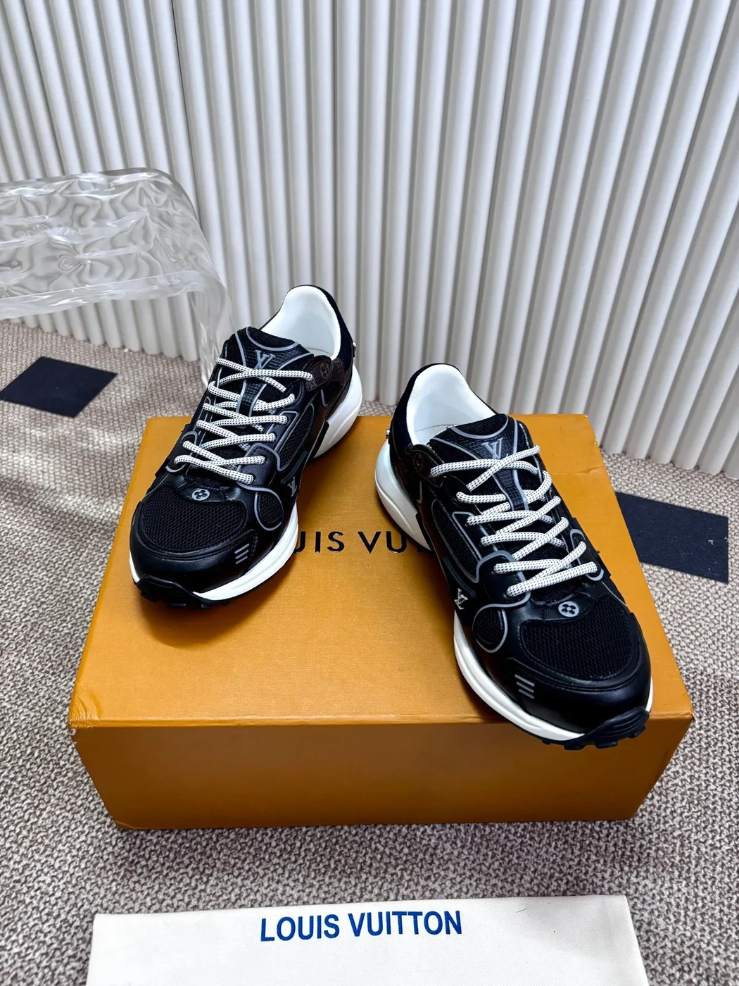 Louis Vuitton Women Black Mesh Leather Sneakers product view 1