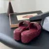 Chanel Women Burgundy Quilted Leather Slides product view 6