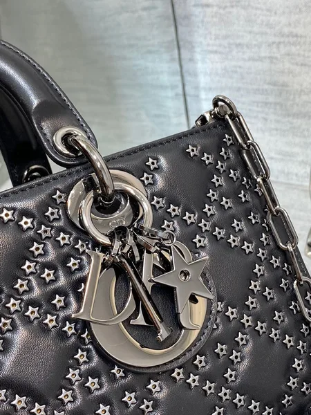 Dior D-Joy Premium Black Handbag With Star Studs 26 cm product view 5