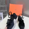 Hermès Women Black Suede Leather Sandals product view 5