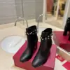 Valentino Women Black Leather Studded Ankle Boots product view 4