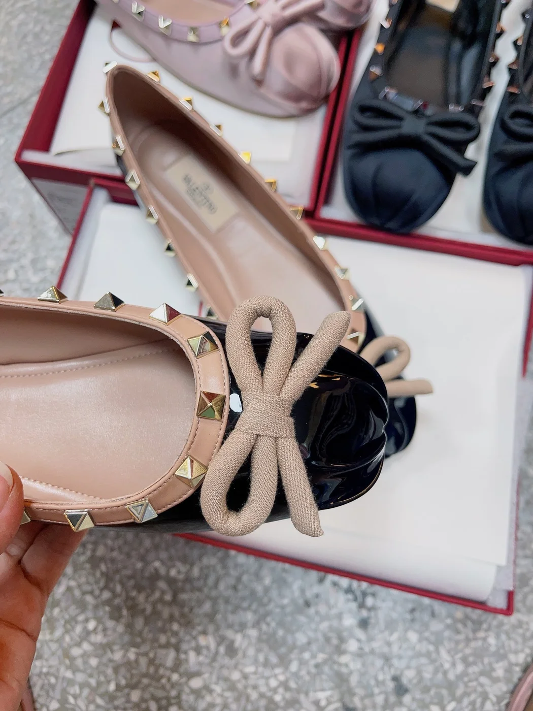 Valentino Women Black Patent Leather Studded Flats product view 4