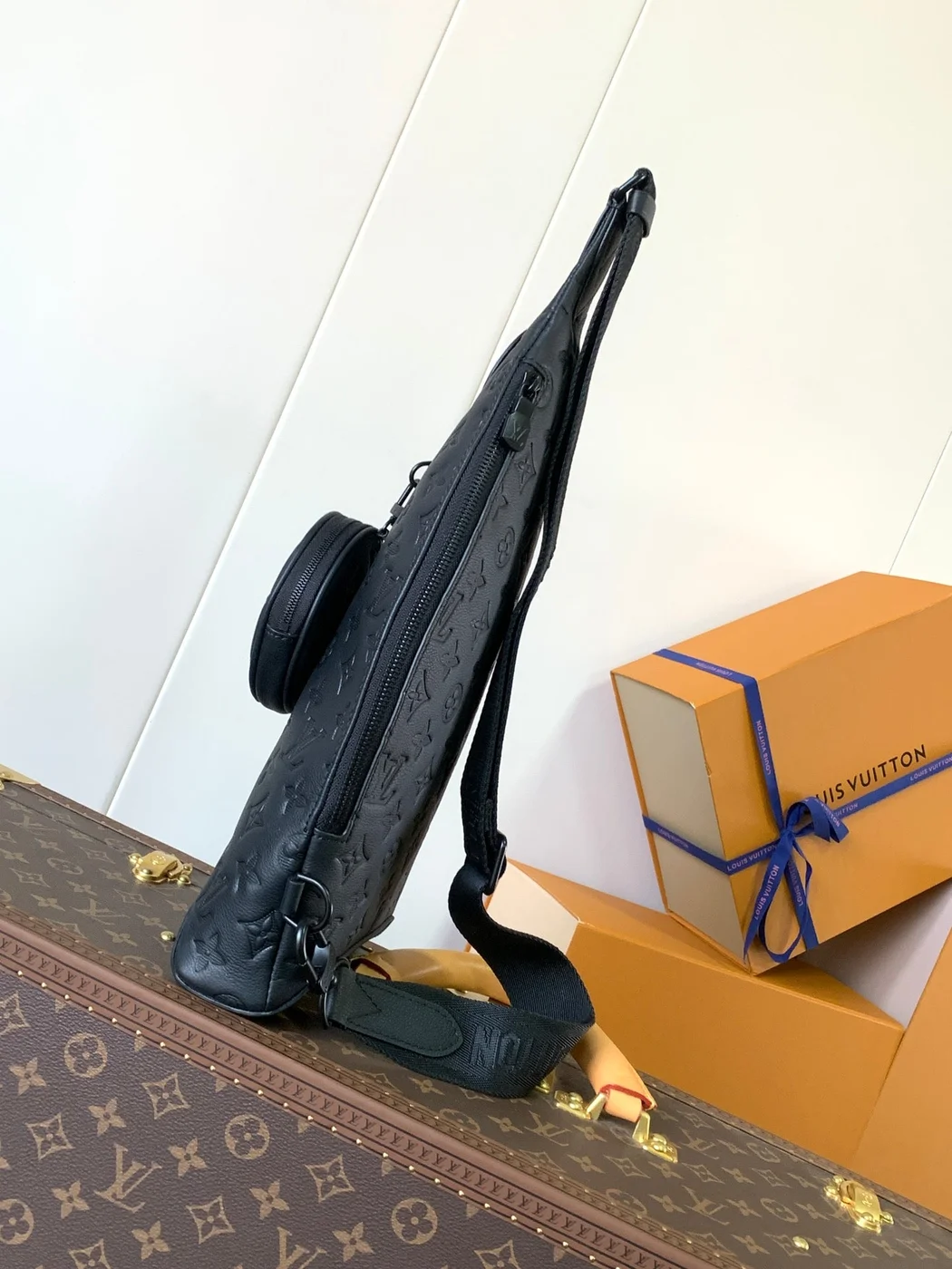 Louis Vuitton Duo Crossbody Sling Bag Black Embossed Monogram product view 2
