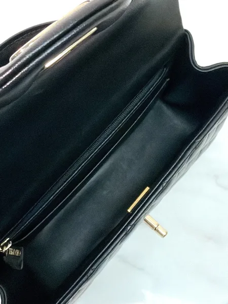 Chanel Classic Flap Top Handle Black Silver Hardware Bag product view 6