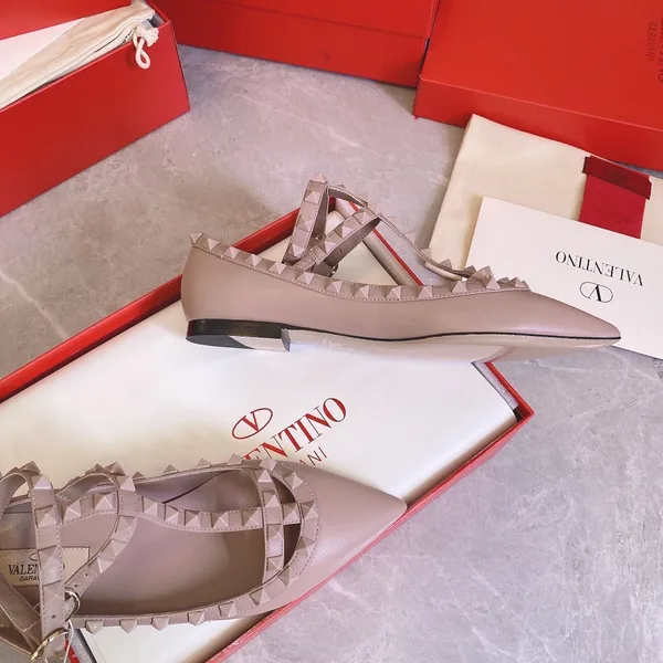 Valentino Women Beige Leather Pointed Flats product view 3