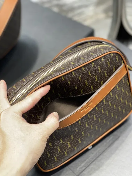 Saint Laurent Canvas Smooth Calfskin Le Monogramme Camera Bag Chestnut product view 2
