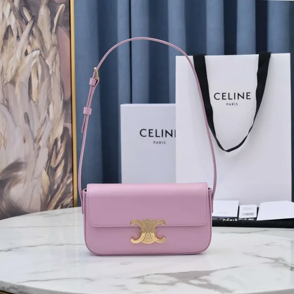 Celine Triomphe Handbag Pink Smooth Leather 20x12cm product view 8