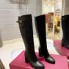 Valentino Women Black Leather Knee High Boots product view 1
