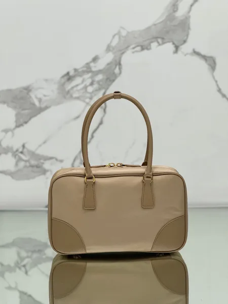Prada Medium Top Handle Bag 30 In Dried Moss Nylon And Calfskin Trim product view 3