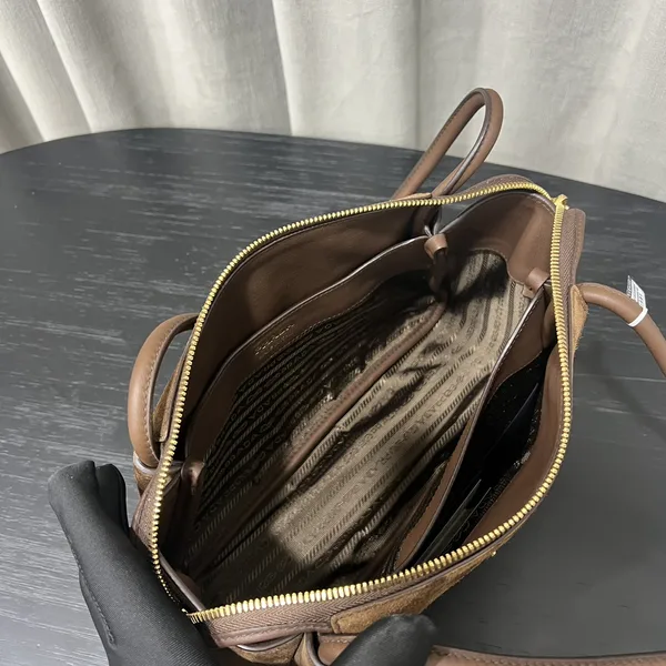 Prada Brown Medium Suede Shoulder Bag product view 6