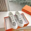 Hermès Women White Gray Mesh Canvas Sneakers product view 1