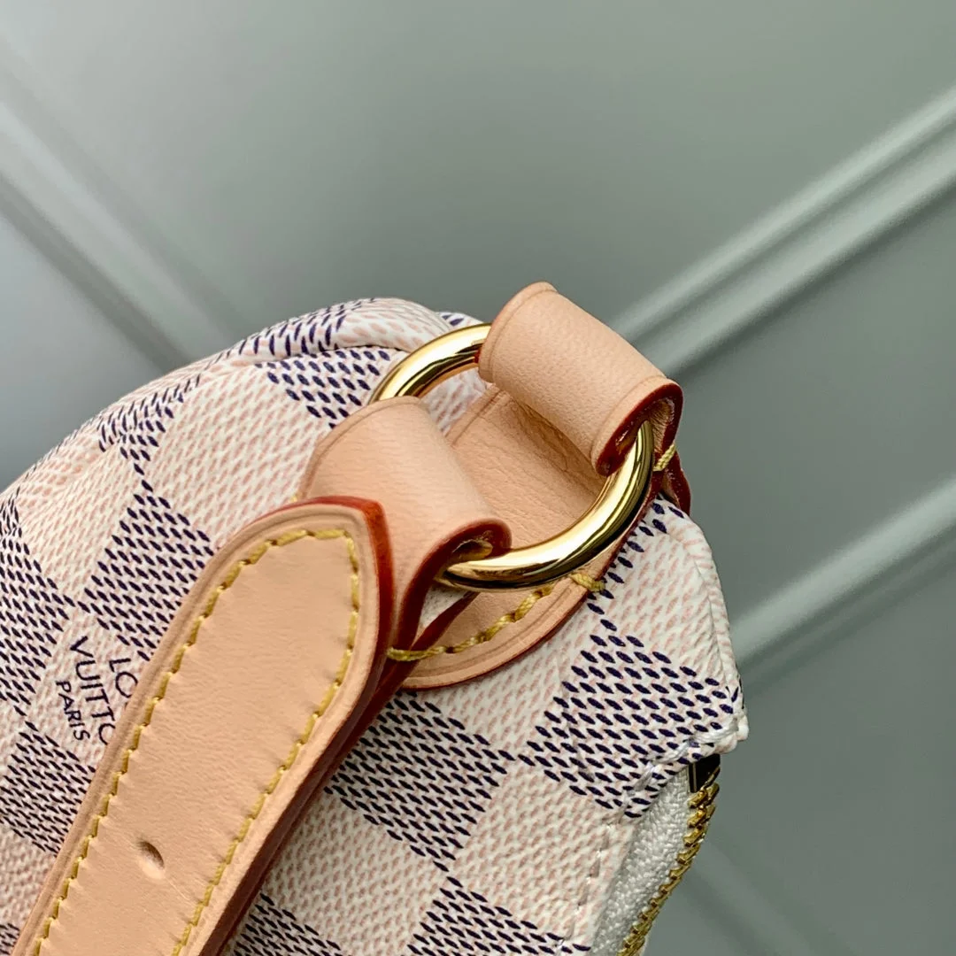 Louis Vuitton Keepit Bumbag 29 In White Grey Checkerboard Pattern Damier Azur Coated Canvas Bag product view 3