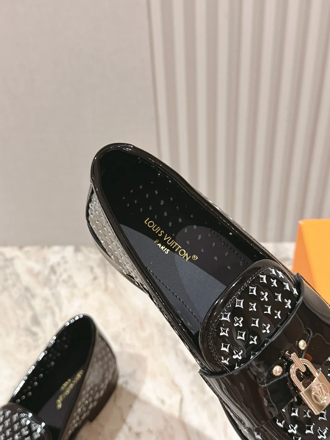 Louis Vuitton Women Black Patent Leather Loafers product view 2