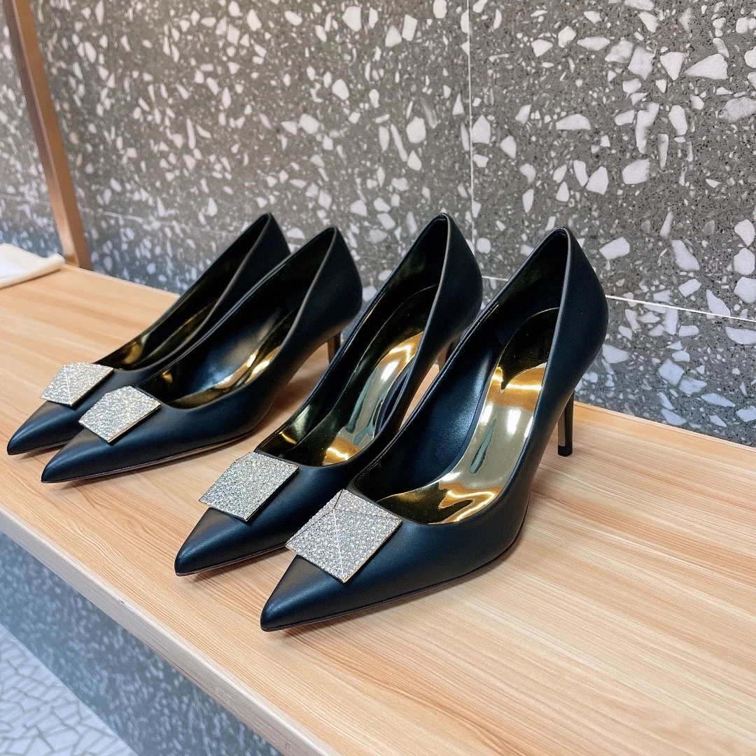 Valentino Women Black Leather Embellished Pumps product view 4