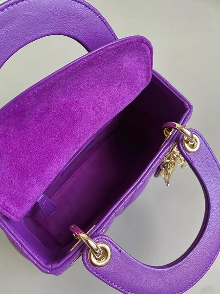 Dior Lady Mini Women’s Handbag Purple Cowhide 17 cm product view 5