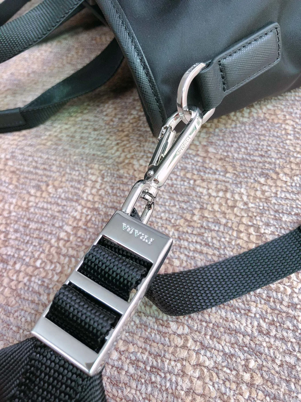 Prada Tote Bag 38 In Black Re-Nylon And Saffiano Leather Trim product view 4