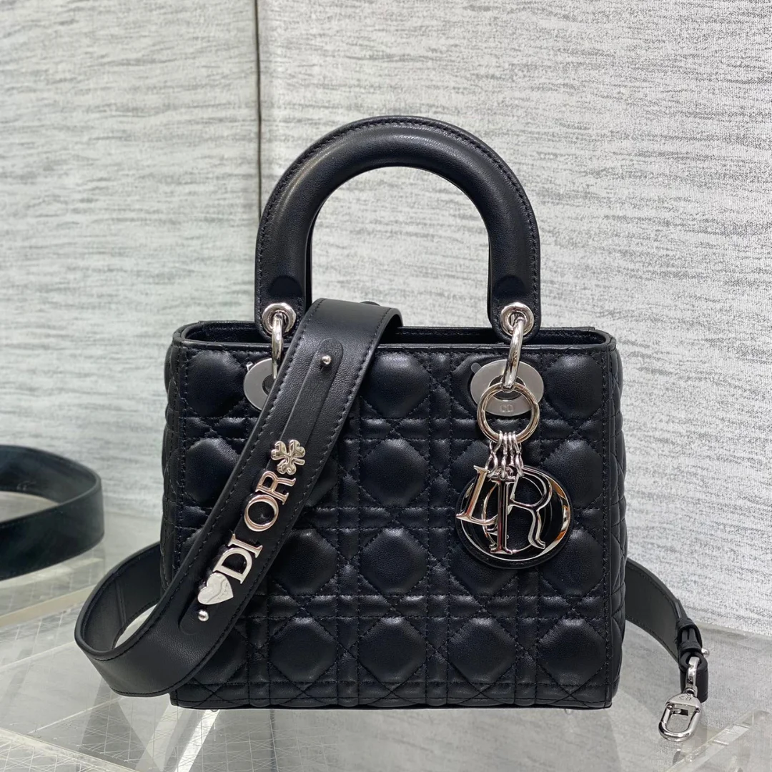 Dior Lady Dior Small Black Silver Hardware Bag