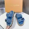 Louis Vuitton Women Blue Denim Leather Sandals product view 5