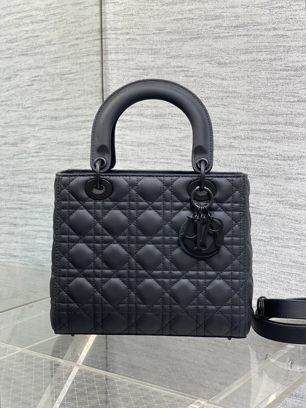 Dior Medium Lady Bag in Matte Black product view 2