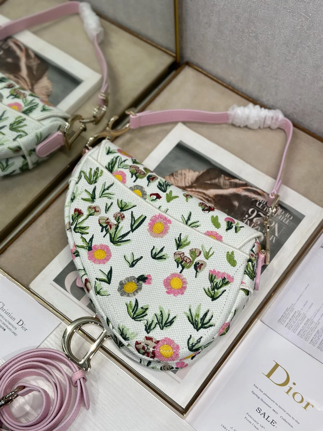 Dior Saddle Bag Multicolored Floral Embroidery Flowers product view 7