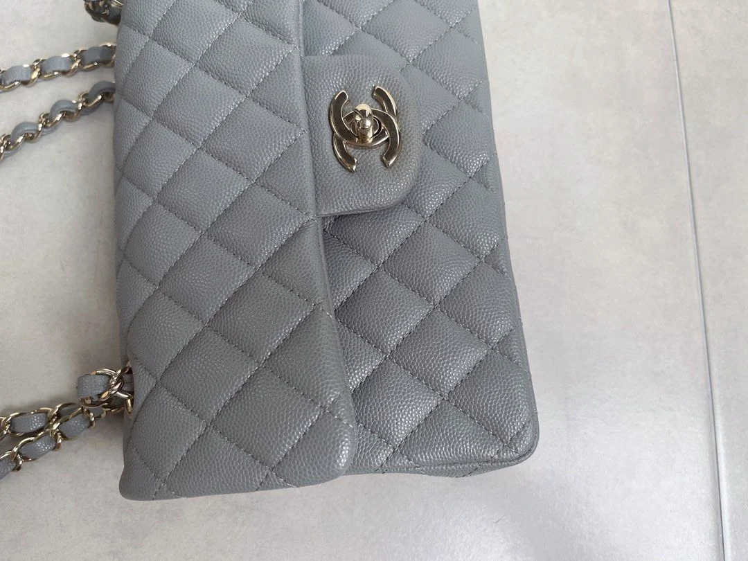 Chanel Classic Flap bag in Grey Caviar Leather product view 5